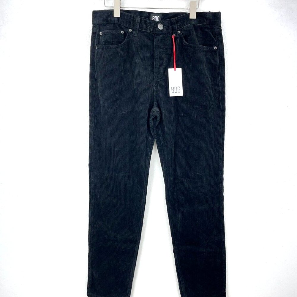 BDG Dad Slim Tapered Cropped Leg Black Corduroy Pant Size 32 NWT